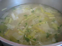 Simmer for one hour before adding rice