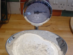 Weigh and sift flour(s)