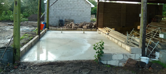Barn floor concrete poured