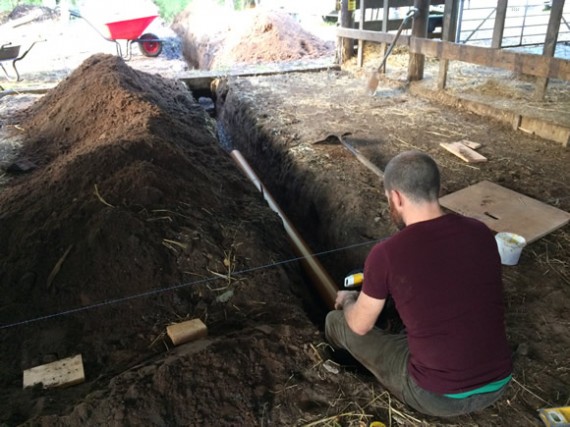 Barn drain being laid