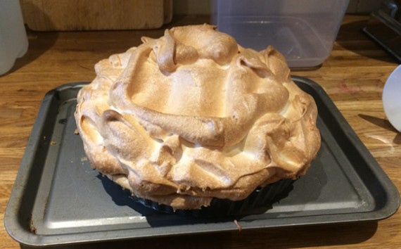 Rhubarb and orange meringue pie