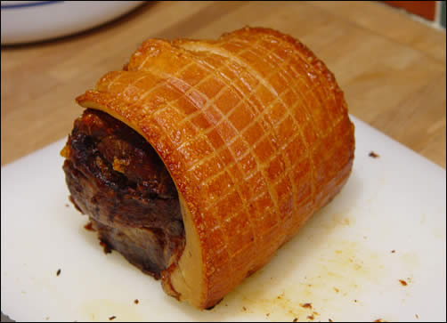 Roasted rolled shoulder of pork
